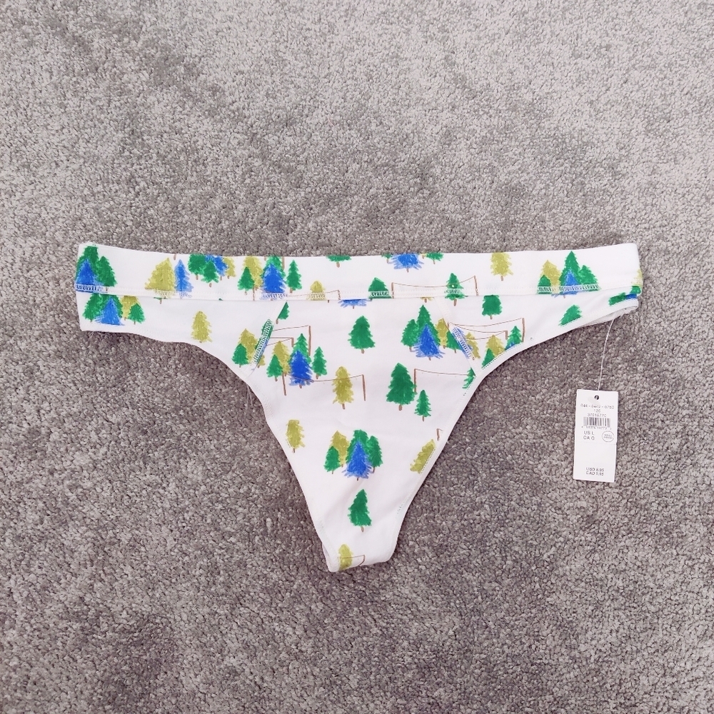 Aerie Women's Cotton Thong Size Large Forest Print NEW